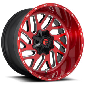 Fuel-Off-Road-Triton-Wheel-Red-Milled-Main.jpg Fuel® Off-Road D69120002647 Triton Wheel in Brushed Candy Red with Milled Accents 20x10 with 4.75in Backspace for 07-20 Jeep Wrangler JK, JL and Gladiator JT