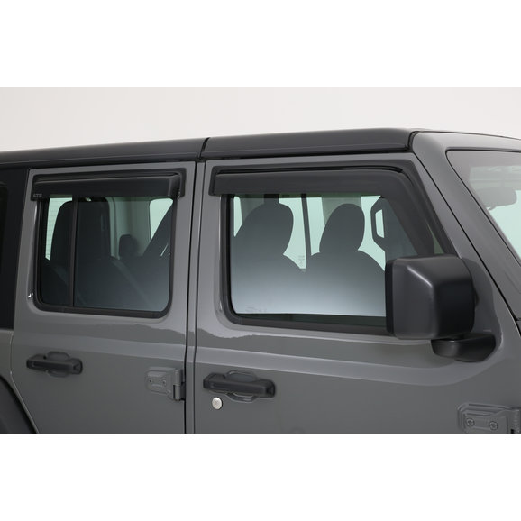 GT Styling 88644S Front & Rear Side Window Ventguards 4pc in Smoke for 18-21 Jeep Wrangler JL Unlimited & Gladiator JT
