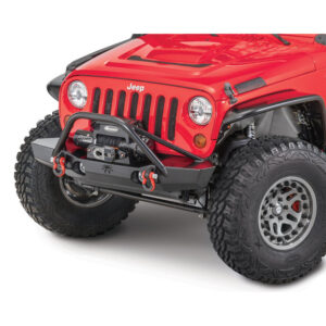 Poison Spyder 1763010DBTP1 Brawler Mid Front Bumper with Brawler Bar, Tube Gussetts & D-Ring Tabs in SpyderShell Armor Coat for 07-18 Jeep Wrangler JK