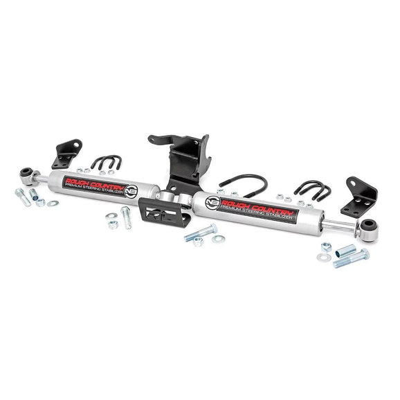 Rough Country 87304 N3 Dual Steering Stabilizer for 18-23 Jeep Wrangler JL & Gladiator JT with 2.5-8 Inch Lift