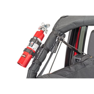 Rugged Ridge 11238.40 Elite Quick Release Fire Extinguisher Holder for 76-20 Jeep Wrangler JL, JK, TJ, YJ, CJ & Gladiator JT