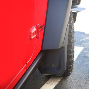 Rugged-Ridge-Splash-Guard-Kit-Jeep-JKU-11642.10-Installed-Front.jpg Rugged Ridge 11642.10 4 Piece Splash Guard Front & Rear Kit for 07-18 Jeep Wrangler JK