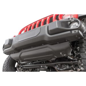 mopar-82215183-rubicon-bumper-skid-plate-jeep-wrangler-jl-installed-zoom.jpg Mopar 82215183AB Front Bumper Skid Plate for 18-21 Jeep Wrangler JL & Gladiator JT with Steel Bumper