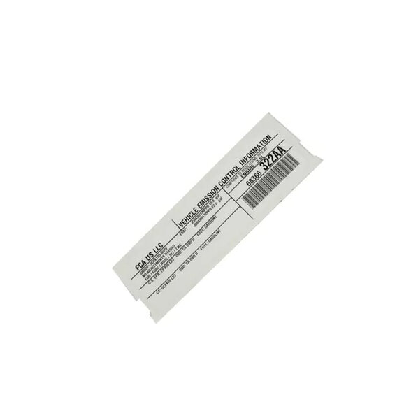 Mopar 68366322AA Vehicle Emission Control Information Label for 2018 Wrangler JL Rubicon, Sport, Sport S, Unlimited Moab, Unlimited Rubicon, Unlimited Sahara, Unlimited Sport, & Unlimited Sport S 3.6L V6-Gas