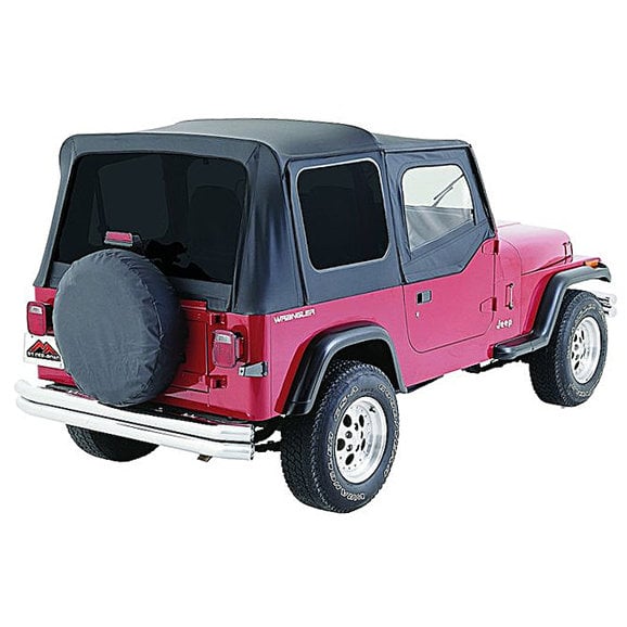 Crown Automotive RT10015T Replacement Soft Top in Black Denim with Tinted Windows for 88-95 Jeep Wrangler YJ with Half Steel Doors